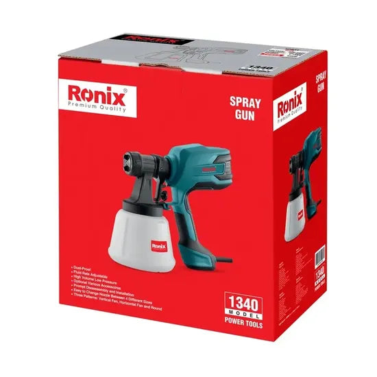 Ronix 1340 HVLP Electric Spray Gun 450W 1200ml Nozzle Paint Sprayer High Pressure Power Paint Spray Guns for Wall Paint