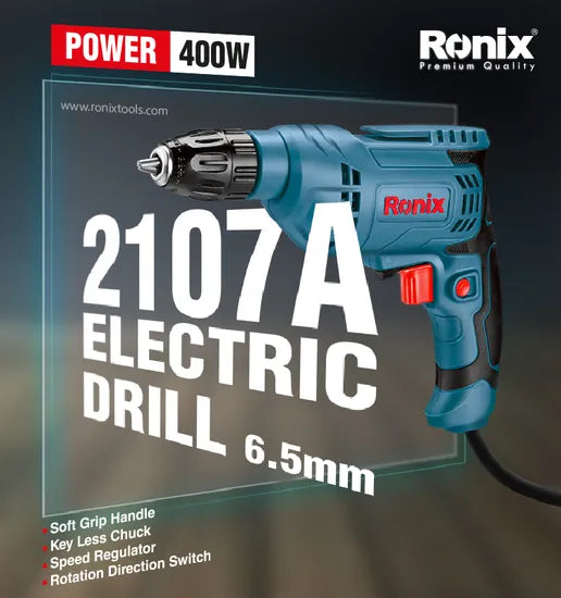 Ronix 2107A Model 400W 6.5mm Electric Power Impact Machine Rotary Hammer Drills Portable Power Drill Sets Power Tools