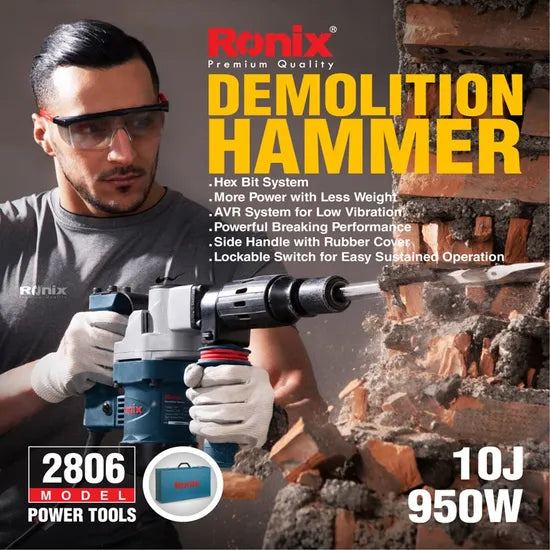 Ronix 2806 Hammer Delivers 1800 Bpm for Fast Demolition Available for Home and Commercial with The Voltage Demolition Hammer