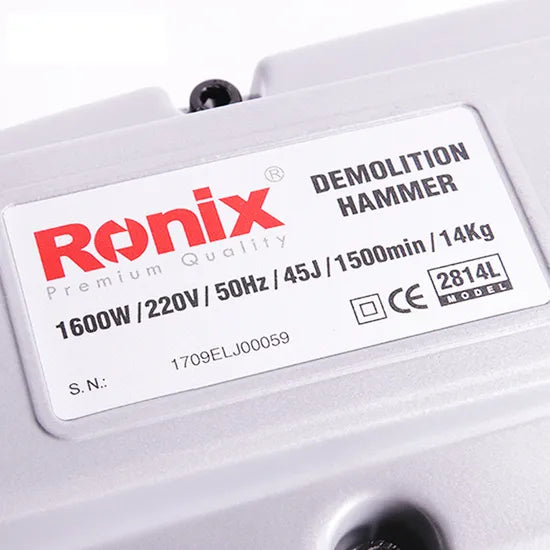 Ronix 2814L 1600W Motor That Delivers Powerful Impact Energy Three Function Modes Easily Switched Demolition Hammer