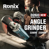 Ronix 3260 High Quality 220-240V Angle Grinder with Resonable Price
