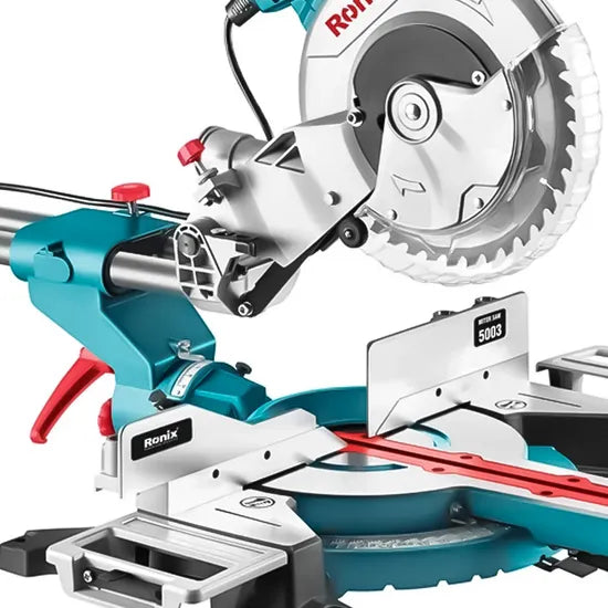 Ronix 5003 Mitre Saw 1800W 255mm for Woodworking Tool and Aluminium Cutting Dual Bevel with Sliding Rail Miter Saw
