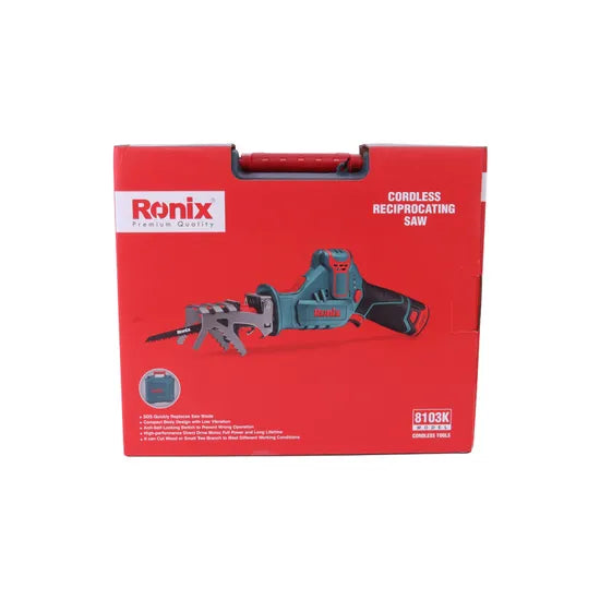 Ronix 8103K Variable Speed Battery Powered Saw for Woods Metal Plastic Cutting Polishing Speed Cordless Reciprocating Saw