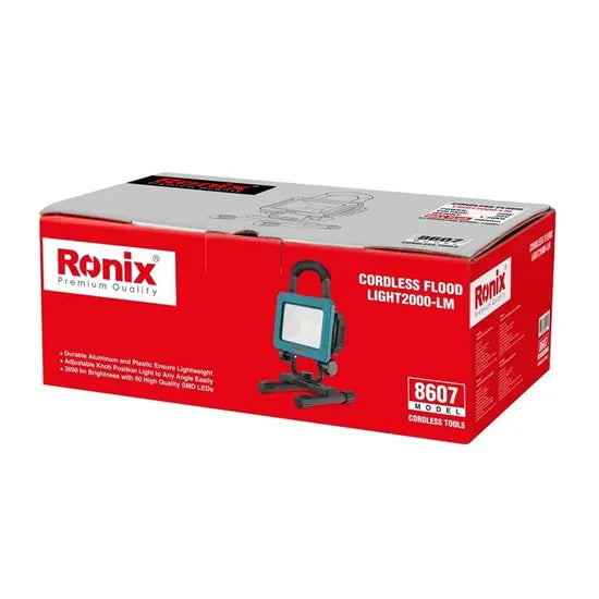 Ronix 8607 Cordless Flood Light 20V 2000lm 30W Machine Tool 360 Horizontal Angle LED Working Light Power Tools