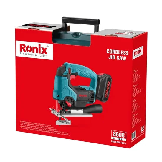 Ronix 8608 Cordless Jigsaw 20V 2500rpm Adjustable Speed Powerful Wood Metal Cutting Tools Speed Power Tools Cordless Electric Wood Cutting Jig Saw