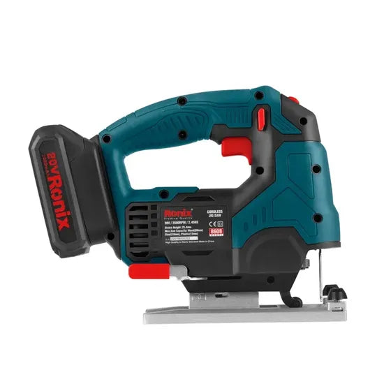 Ronix 8608 Cordless Jigsaw 20V 2500rpm Adjustable Speed Powerful Wood Metal Cutting Tools Speed Power Tools Cordless Electric Wood Cutting Jig Saw