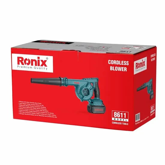 Ronix 8611 Cordless Blower 20V Blowing and Sucking 2 Functions Variable Speed Portable Cordless Cordless Vacuum Blower with 2000mAh Battery