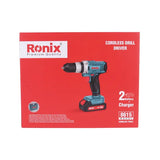 Ronix 8615 Cordless Drill Driver 16V Keyless Chuck Impact Function Two Speeds Snstantly Stop 16V Cordless Electric Drill Machine