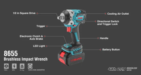 Ronix 8655 Brushless Impact Wrench with Resonable Price