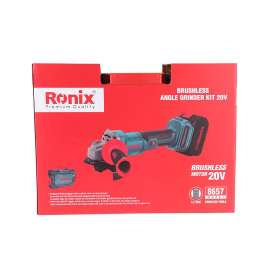 Ronix 8657 Brushless Cordless Angle Grinder 20V High Speed Rechargeable Cordless Angle Grinder Lithium Power Tools