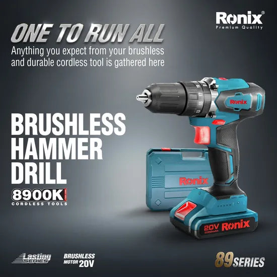 Ronix 8900K 12V 16V 18V 20V Electric Impact Drill Cordless Drill Power Tools Drill Machine