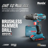 Ronix 8900K 12V 16V 18V 20V Electric Impact Drill Cordless Drill Power Tools Drill Machine