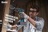 Ronix 8900K 20V Power Hammer Drills DC Durable High-Powered 13mm Cordless Impact Drill