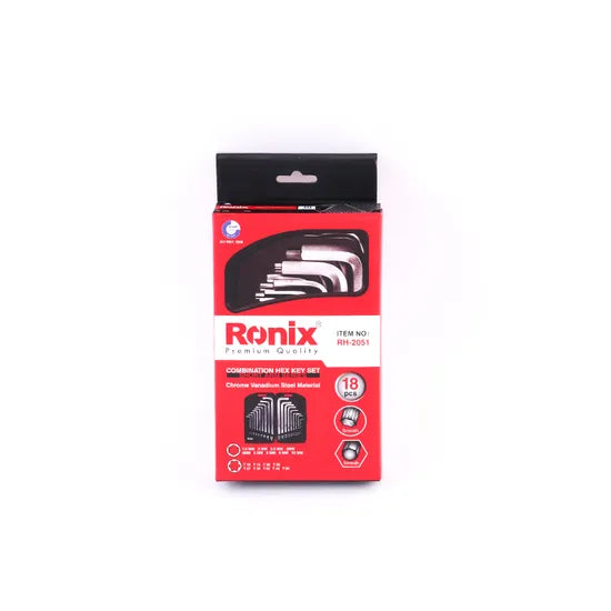 Ronix High Quality Model Rh-2051 18PCS Cr-V Hex & Key Set