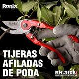 Ronix High Quality Rh-3108 Sharp Garden Pruning Shear Electric Scissor Pruning