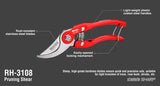 Ronix High Quality Rh-3108 Sharp Garden Pruning Shear Electric Scissor Pruning