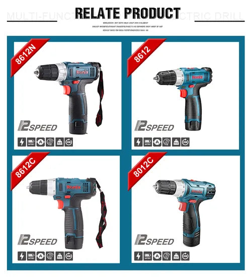 Ronix Model 8012 12V 1500rpm Professional Portable Drill Driver