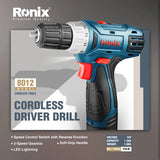Ronix Model 8012 12V 1500rpm Professional Portable Drill Driver