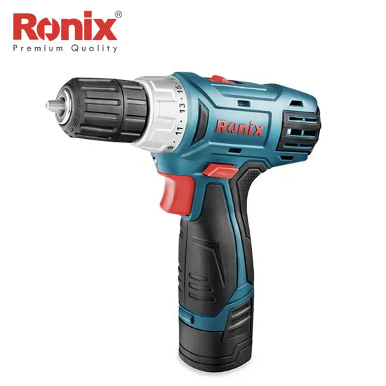 Ronix Model 8012 Hot Sale 12V Cordless Drill Driver with 2 Batteries