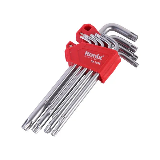 Ronix Model Rh-2036 CRV Material 9PCS Long Arm with Security Hole Magnetic Torx Key