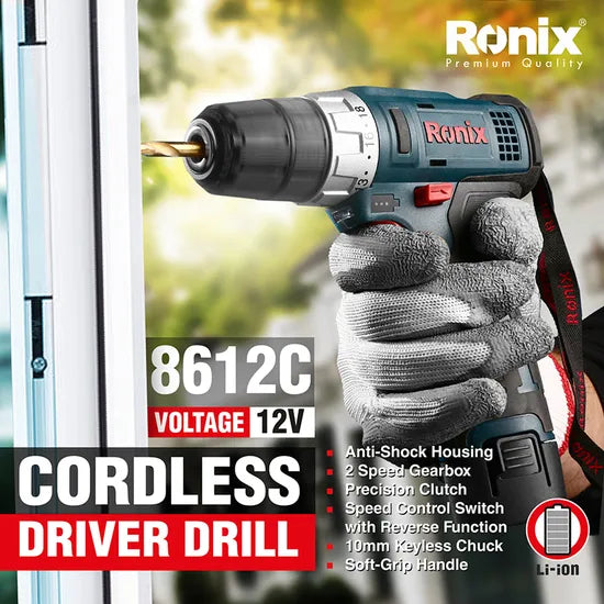 Ronix Power Tool 8612 Model Cordless Screwdriver Lithium Battery Combo Handheld Portable Brushless Power Driver Drills