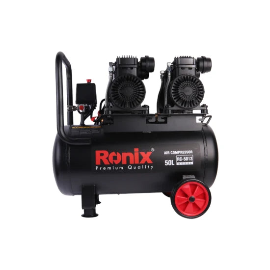 Ronix RC-5013 50L Household Single Piston Air Compressor with Second Pressure Gauge and Undercarriage Wheels