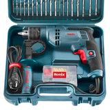 Ronix RS-0006 220-240V Electric Drill Tool Set Toolbox Storage for Homeowner DIY Handyman 52 Piece Impact Drill Kits