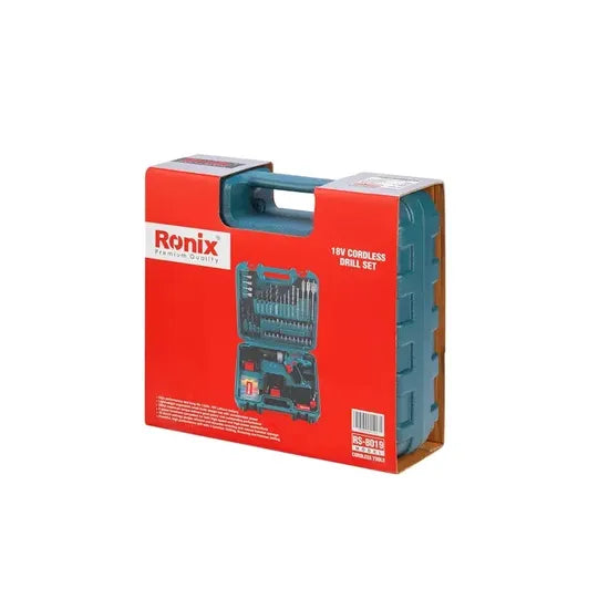 Ronix RS-8019 18V 30n. M Cordless Impact Drill Driver Kit 53 PCS Top Quality Portable Convenient Drill Tool Set Cordless Drill Set Power Tool Set