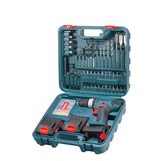 Ronix RS-8019 18V 30n. M Cordless Impact Drill Driver Kit 53 PCS Top Quality Portable Convenient Drill Tool Set Cordless Drill Set Power Tool Set