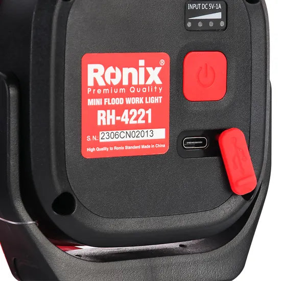 Ronix Rh-4221 Mini Flood Work Light 5V/2A 1000lm High-Quality Outdoor Flood Light High-Performance USB Rechargeable Multi-Functional COB LED Work Light