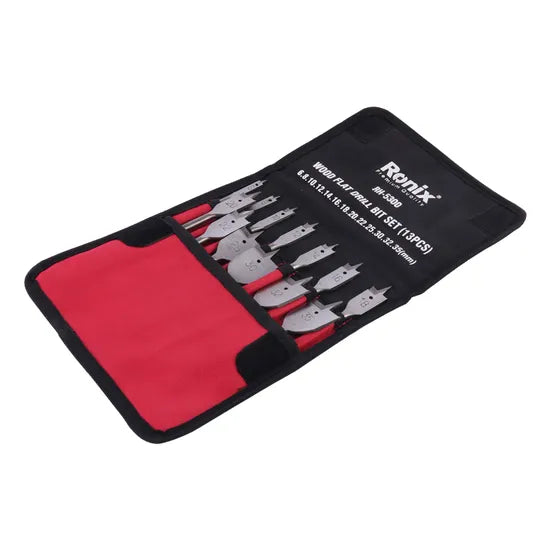 Ronix Rh-5300 Wood Flat Drill Bit Set 6-32mm 13PCS Hand Tools Carbon Steel 13PCS Wood Flat Drill Bit Set