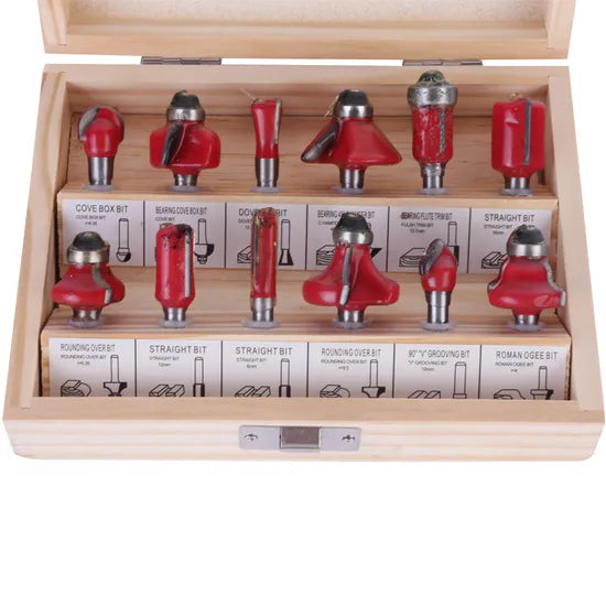 Ronix Rh-5341 Router Bit Set 12PCS 6mm Woodworking Carbide Wood Router Bits Set with Carrying Case