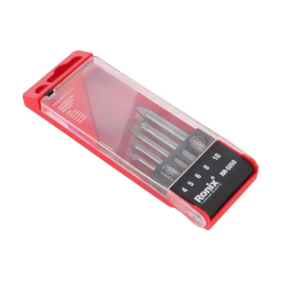 Ronix Rh-5350 5PCS Glass Drill Bit Set Tile Wood Flat Bit Screw Tip Wood Quick Shank Spade Drill Bit for Wood Working