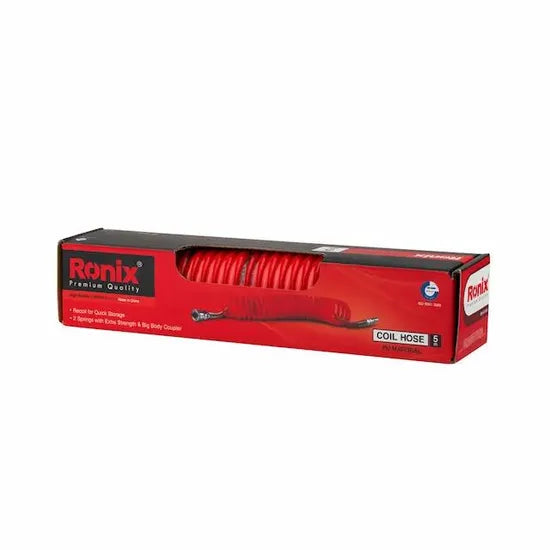 Ronix Rh-6105~6115 5~15m Hose PU Material Air Compressor Connector Valve Air Coil Hose