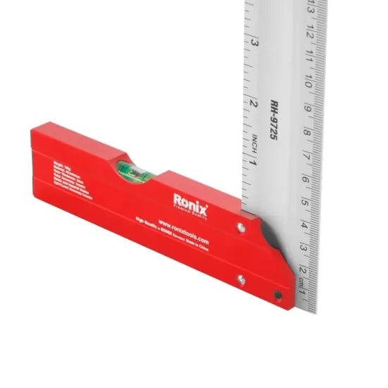 Ronix Rh-9725 Angel Square 25cm L Shape Aluminium Try Square 90 Degree Measuring Ruler Tool for Woodworking