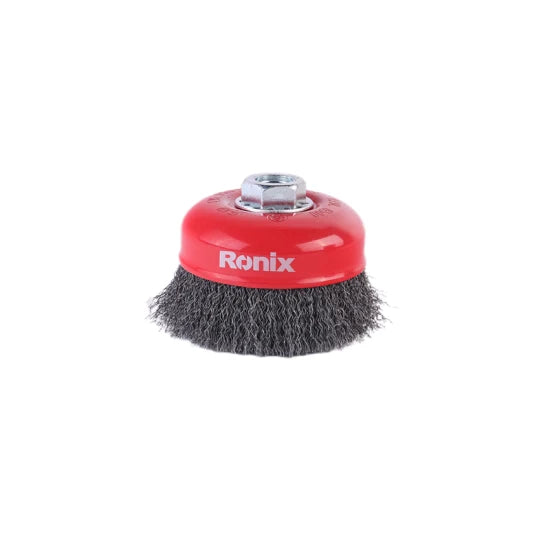 Ronix Rh-9940-9943 Crimped Wire Cup Brush Rotary Steel Wire Brush for Angle Grinder Industry Clean and Polish Metal Surface