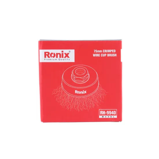 Ronix Rh-9940-9943 Crimped Wire Cup Brush Rotary Steel Wire Brush for Angle Grinder Industry Clean and Polish Metal Surface
