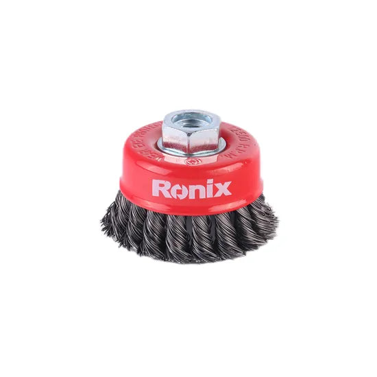 Ronix Rh-9940-9943 Crimped Wire Cup Brush Rotary Steel Wire Brush for Angle Grinder Industry Clean and Polish Metal Surface
