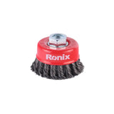 Ronix Rh-9940-9943 Crimped Wire Cup Brush Rotary Steel Wire Brush for Angle Grinder Industry Clean and Polish Metal Surface
