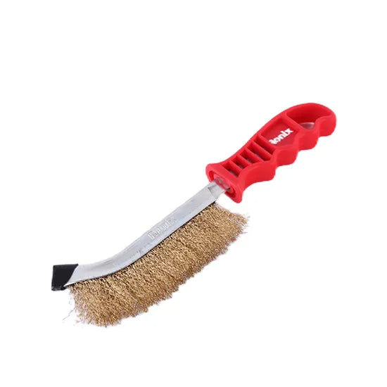 Ronix Rh-9948 Scratch Handle Brushes Universal Brush Wire Brush Stainless Steel Wire Scratch Brush for Cleaning Rust with Long Curved Handle