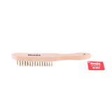 Ronix Rh-9949 4 Rows Wooden Handle Brush Wire Brush Stainless Steel Wire Scratch Brush for Cleaning Rust with Long Curved Handle