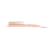 Ronix Rh-9949 4 Rows Wooden Handle Brush Wire Brush Stainless Steel Wire Scratch Brush for Cleaning Rust with Long Curved Handle