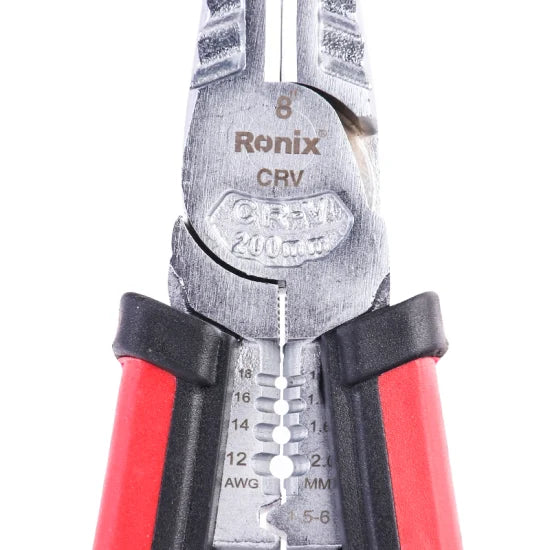Ronix in Stock Rh-1393 Hand Tools 8 Inch Multi Purpose Carbon Steel Diagonal Cutting Plier Multi-Function Long Nose Scissors