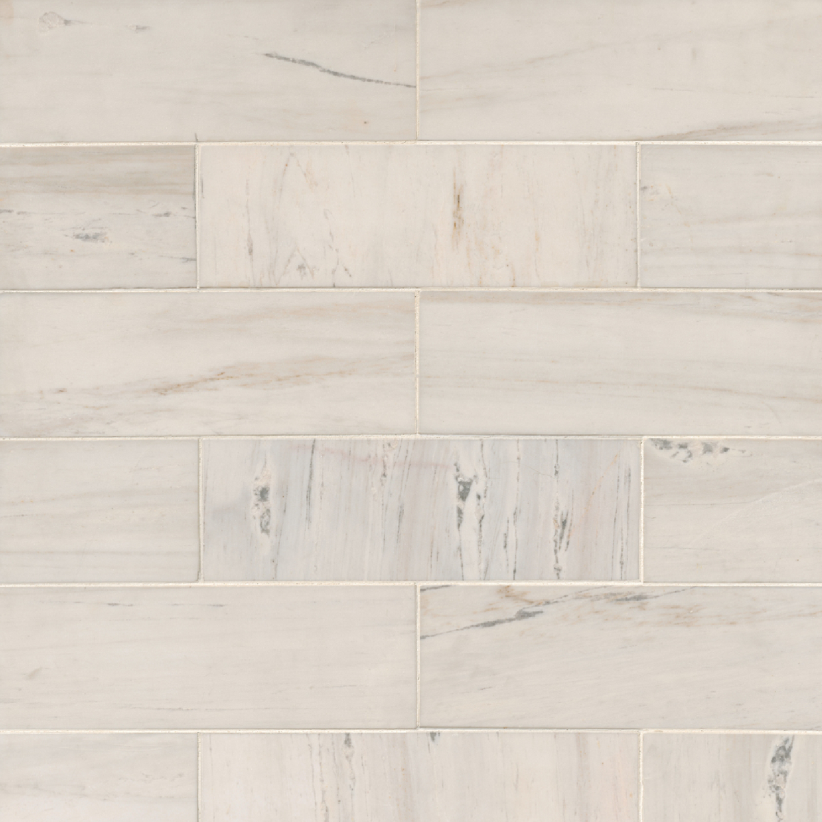 Royal Satin White Marble Subway Wall and Floor Tile - 4 x 12 in.