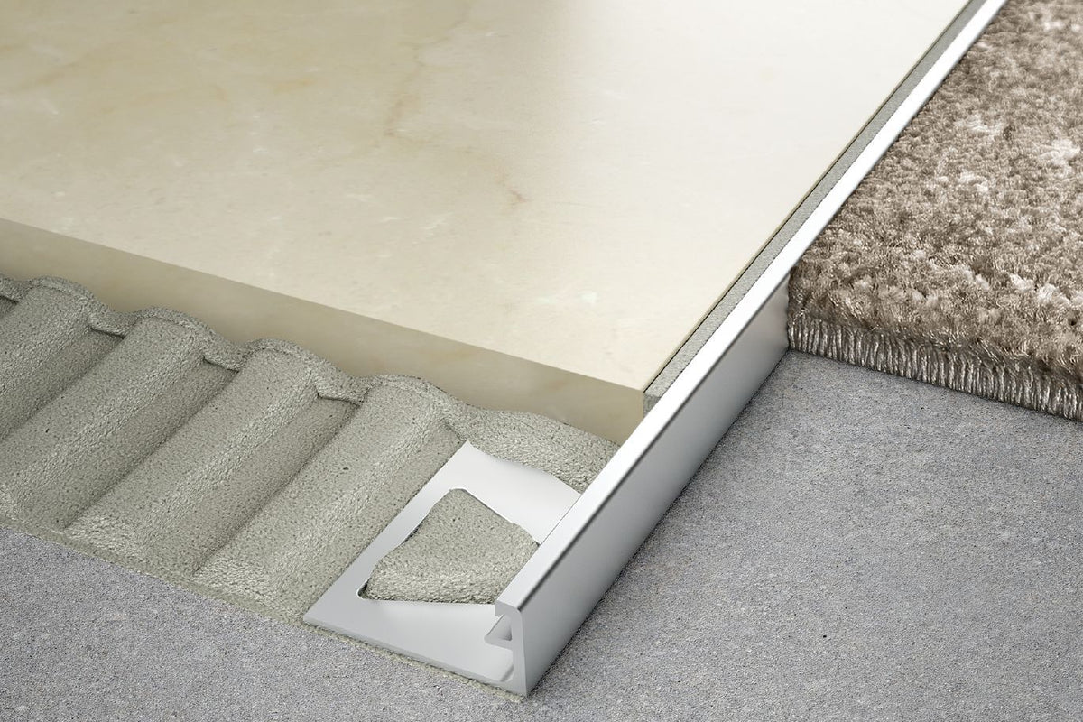 Schluter Systems SCHIENE 0.5-in W x 98.5-in L Satin Anodized Aluminum L-Angle Tile Edge Trim