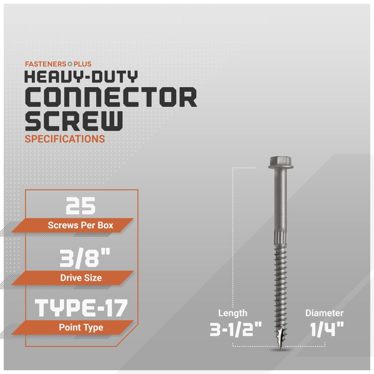Simpson Strong-Drive Mechanically Galvanized Connector Screws 1/4" x 3-1/2" 25/Pack