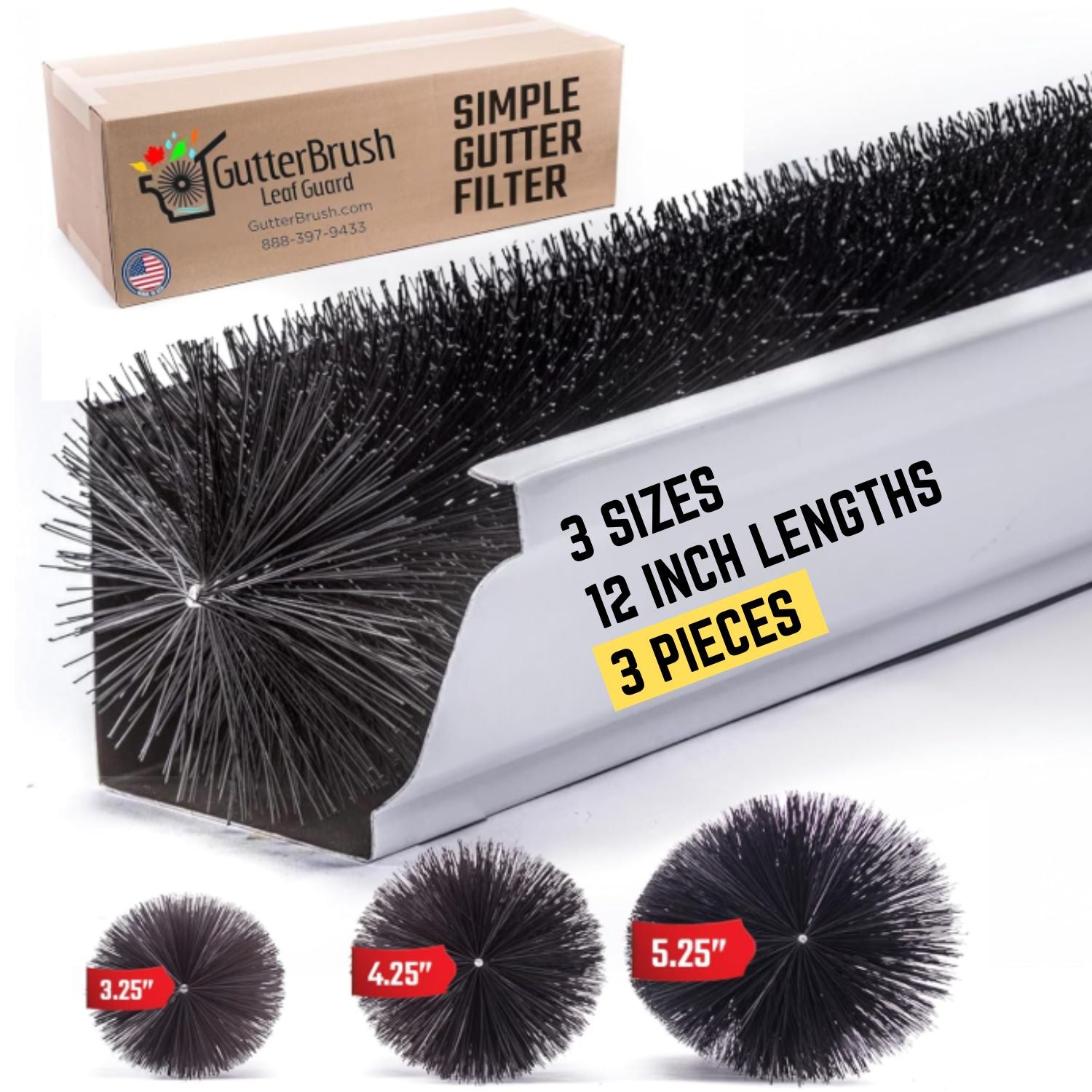 6-Inch GutterBrush Gutter Guard – Fits Large Residential & Small Commercial Gutters (5.25 Inch Diameter) image 7