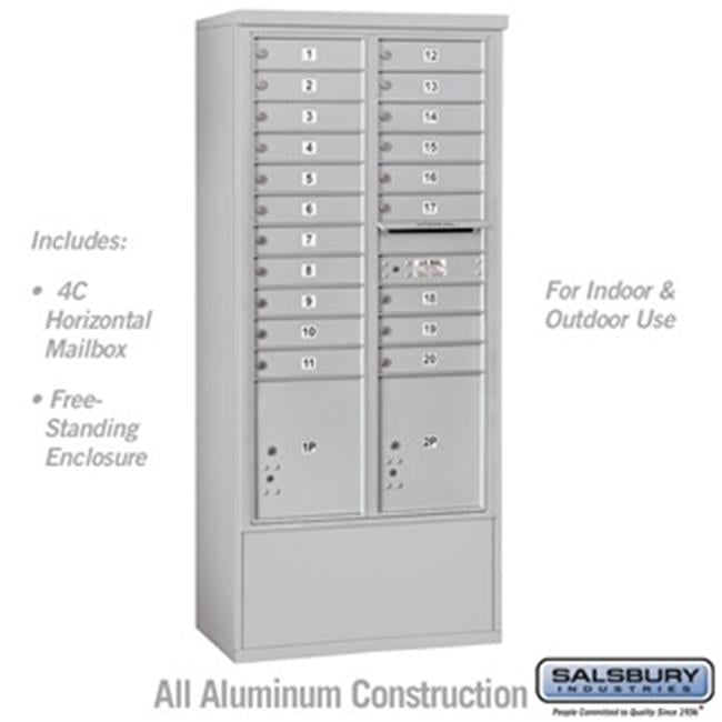 Salsbury Industries Free-Standing 4C Horizontal Mailbox Unit, Maximum Height, Double Column, Aluminum, Front Loading, USPS Access (72 in)