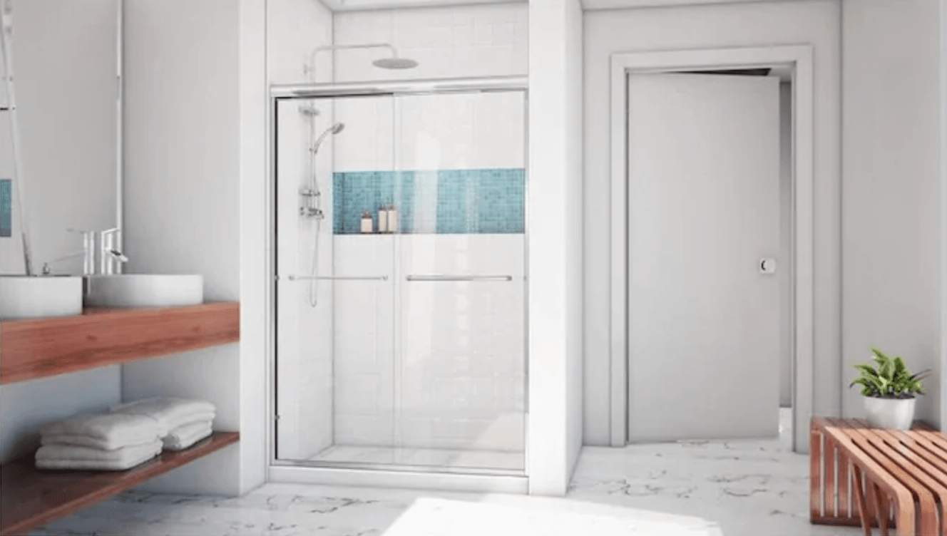 Arizona Shower Door Lite-Euro Recessed 67.375-in H x 56-in to 60-in W Semi-Frameless Bypass/Sliding Polished Chrome Shower Door - Super Arbor