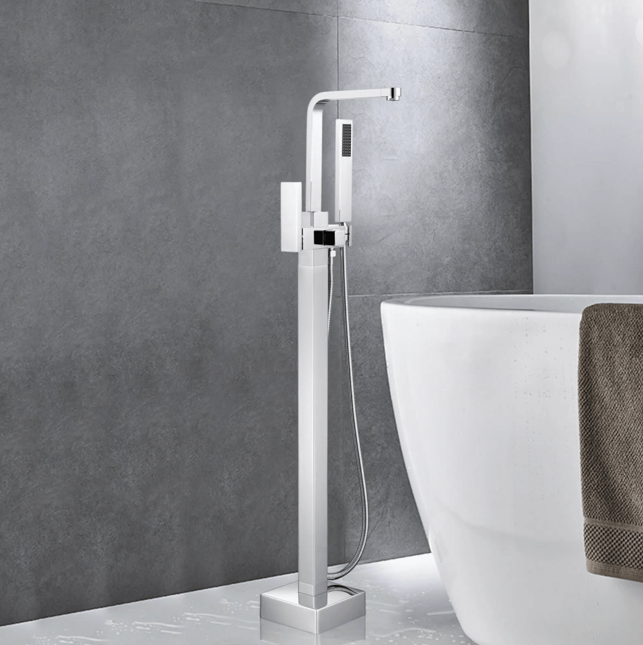 42 in. H x 6 in. W Single-Handle Claw Foot Tub Faucet with Hand Shower in Brushed Nickel - Super Arbor
